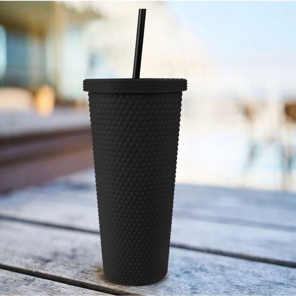 Studded Water Tumbler Cup with Lid and Straw, Studded BPA Free Leak Proof 24 oz - Picture 1 of 6